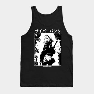 Cyberpunk Girl Manga Aesthetic Goth Grunge Japanese Waifu Anime Streetwear | Black Tank Top